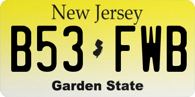 NJ license plate B53FWB