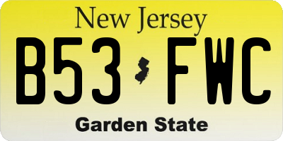 NJ license plate B53FWC