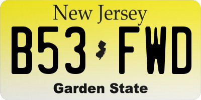 NJ license plate B53FWD