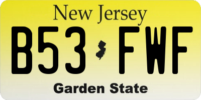 NJ license plate B53FWF