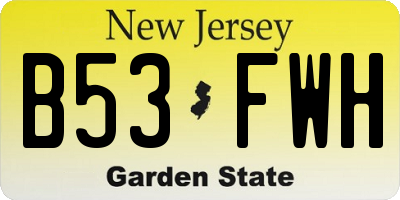 NJ license plate B53FWH