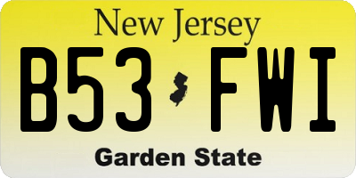 NJ license plate B53FWI