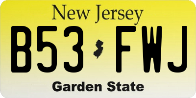 NJ license plate B53FWJ
