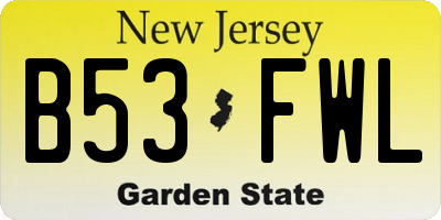 NJ license plate B53FWL