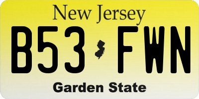 NJ license plate B53FWN
