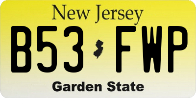 NJ license plate B53FWP