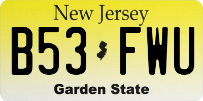 NJ license plate B53FWU