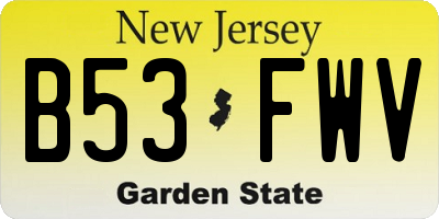 NJ license plate B53FWV