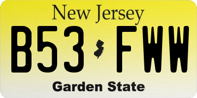 NJ license plate B53FWW