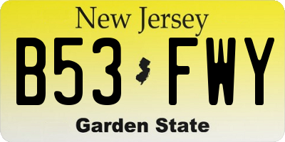 NJ license plate B53FWY