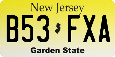 NJ license plate B53FXA