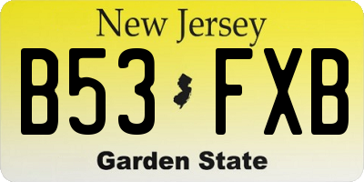 NJ license plate B53FXB