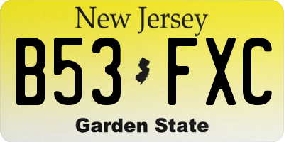 NJ license plate B53FXC