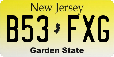 NJ license plate B53FXG