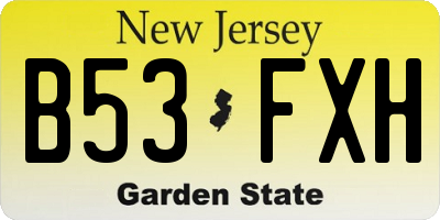 NJ license plate B53FXH