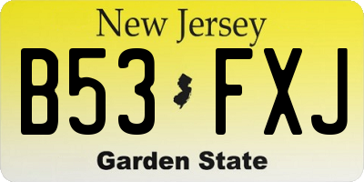 NJ license plate B53FXJ