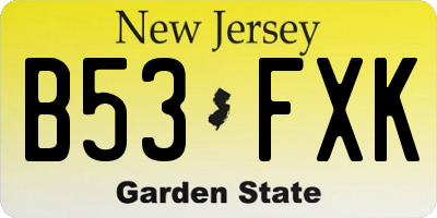 NJ license plate B53FXK