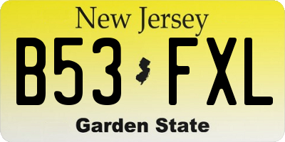NJ license plate B53FXL