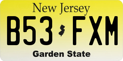 NJ license plate B53FXM