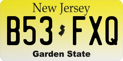 NJ license plate B53FXQ