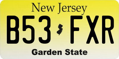 NJ license plate B53FXR