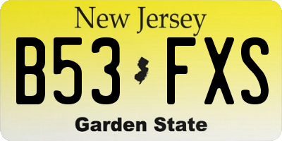 NJ license plate B53FXS
