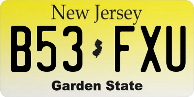 NJ license plate B53FXU