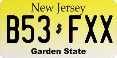 NJ license plate B53FXX