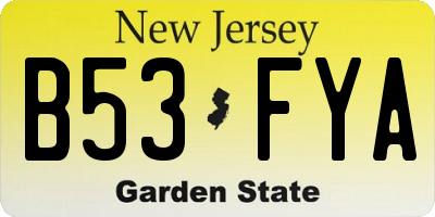 NJ license plate B53FYA