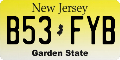 NJ license plate B53FYB