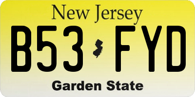 NJ license plate B53FYD
