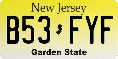 NJ license plate B53FYF