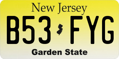 NJ license plate B53FYG