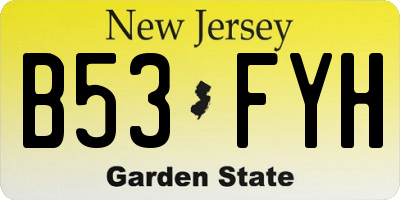 NJ license plate B53FYH