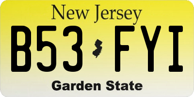 NJ license plate B53FYI