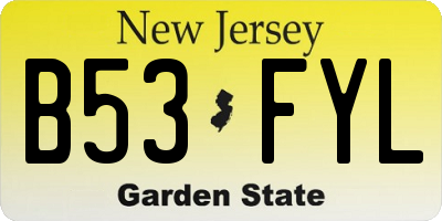 NJ license plate B53FYL