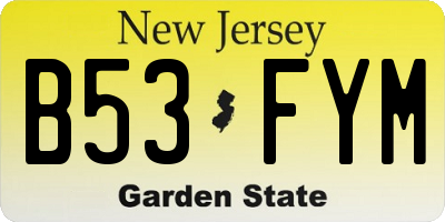 NJ license plate B53FYM