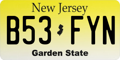NJ license plate B53FYN