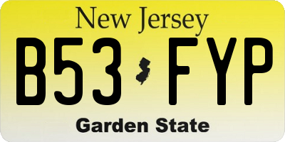 NJ license plate B53FYP