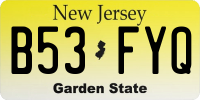 NJ license plate B53FYQ
