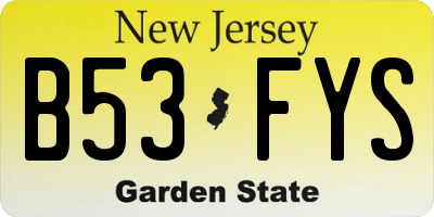 NJ license plate B53FYS