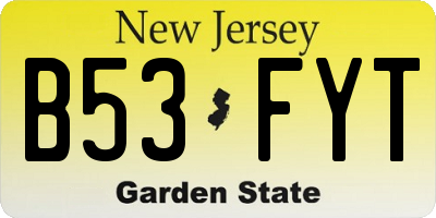 NJ license plate B53FYT