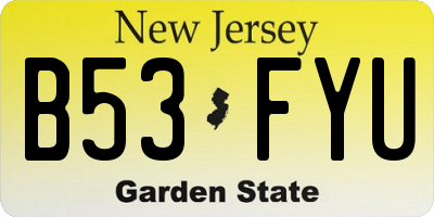 NJ license plate B53FYU