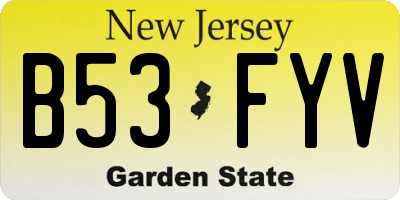 NJ license plate B53FYV