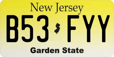NJ license plate B53FYY