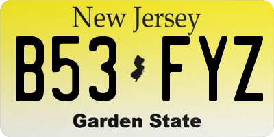 NJ license plate B53FYZ