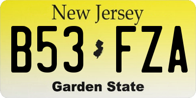 NJ license plate B53FZA