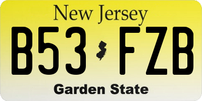 NJ license plate B53FZB