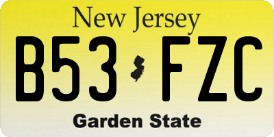 NJ license plate B53FZC