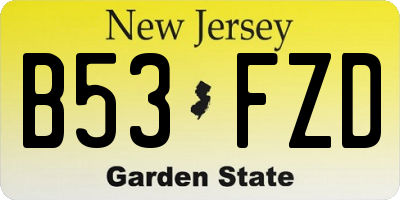 NJ license plate B53FZD